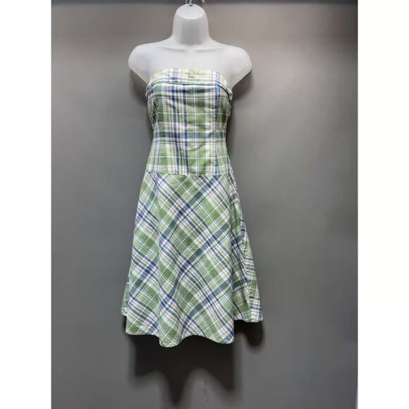 Duck Head Dresses & Skirts - Duck Head Pastel Blue Green Pink Preppy Plaid Cotton Strapless Summer Dress Jr 5